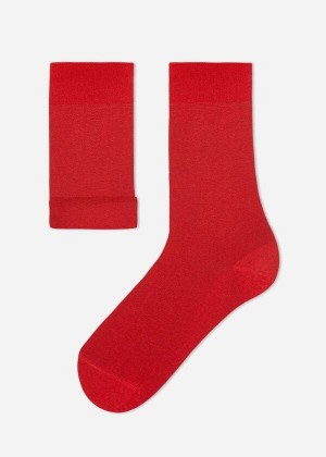 Calzedonia Crew with Cashmere Men's Socks Red | CA 1349MA