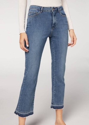 Calzedonia Cropped Flare Women's Jeans Blue | CA 1628LH