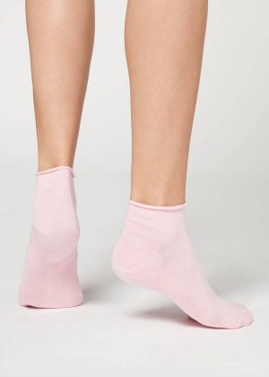 Calzedonia Cuffless Short in Cotton Women's Socks Pink | CA 1797YU