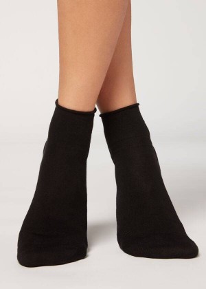 Calzedonia Cuffless Short in Cotton rosa Women's Socks Black | CA 1795RW