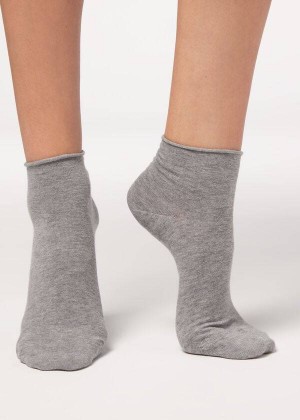 Calzedonia Cuffless Short in Cotton rosa Women's Socks Grey | CA 1794EX