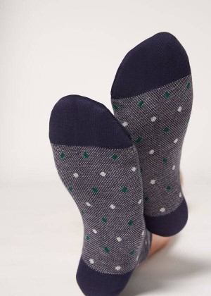 Calzedonia Dot-Pattern Short Women's Socks Blue | CA 1763BC