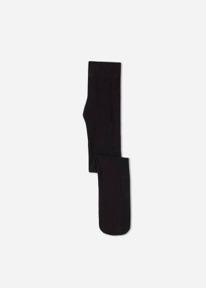 Calzedonia Eco Cotton Kids' Tight Black | CA 1225YU