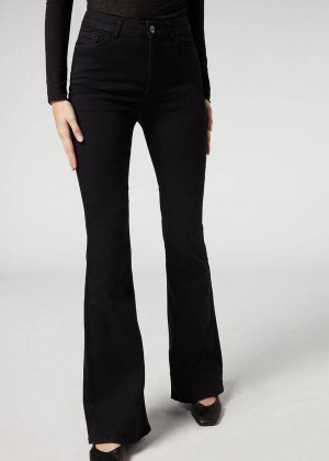 Calzedonia Flared Women's Jeans Black | CA 1597FM