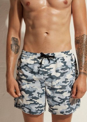 Calzedonia Formentera Men's Swim Trunks Black / White | CA 1278UT