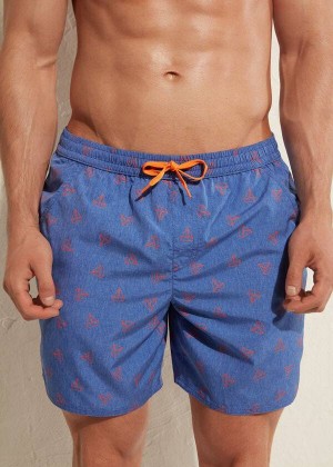 Calzedonia Formentera Men's Swim Trunks Blue | CA 1274EX