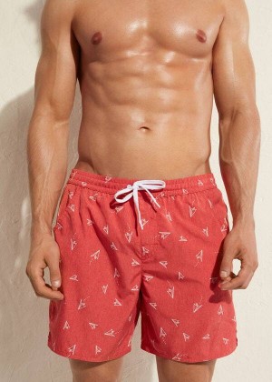 Calzedonia Formentera Men's Swim Trunks Red | CA 1273WY