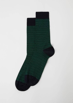 Calzedonia Geometric Design Crew Men's Socks Green | CA 1341KI