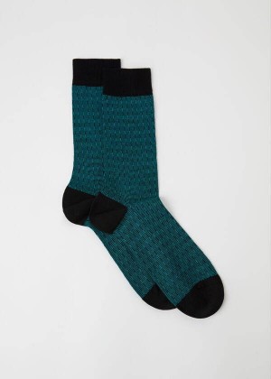 Calzedonia Geometric Design Crew Men's Socks Olive | CA 1340JJ