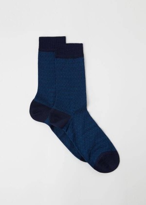 Calzedonia Geometric Design Crew Men's Socks Navy | CA 1337FM