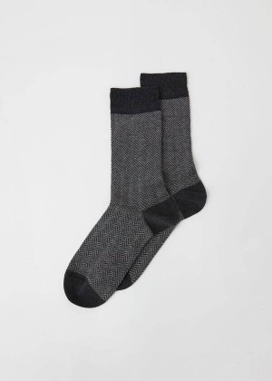 Calzedonia Geometric Pattern Crew Men's Socks Grey | CA 1338GL