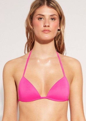 Calzedonia Graduated Soft Padded Triangle Indonesia Women's Bikini Tops Pink | CA 2429QZ