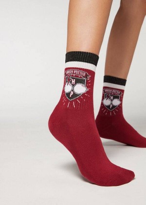 Calzedonia Harry Potter Short Sport Women's Socks Red | CA 1749PQ