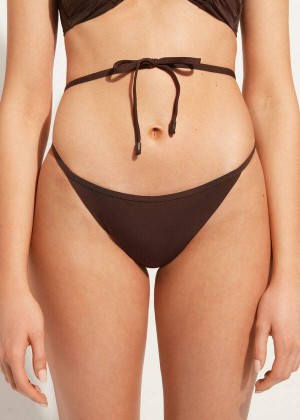 Calzedonia High-Cut Brazilian Islamorada Women's Bikini Bottoms Coffee Brown | CA 2751EX