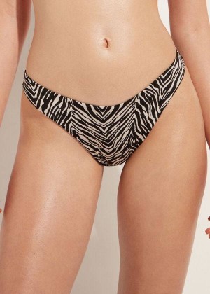 Calzedonia High-Cut Brazilian Nairobi Women's Bikini Bottoms Black | CA 2742SO