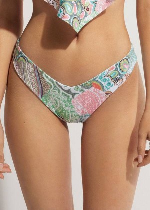 Calzedonia High-Cut Brazilian Saint Tropez Women's Bikini Bottoms Green | CA 2741DN