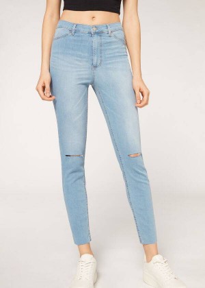 Calzedonia High-Waist Skinny Women's Jeans Blue | CA 1588TV