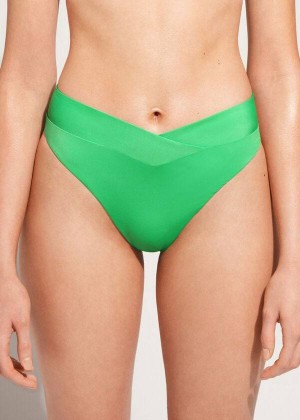 Calzedonia High-Waist V-Cut Brazilian Indonesia Women's Bikini Bottoms Green | CA 2729NB