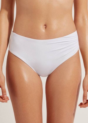 Calzedonia High Waist Indonesia Eco Women's Bikini Bottoms White | CA 2759XF