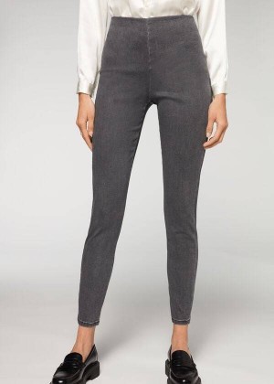 Calzedonia High Waist Skinny Denim Women's Leggings Grey | CA 1535RW