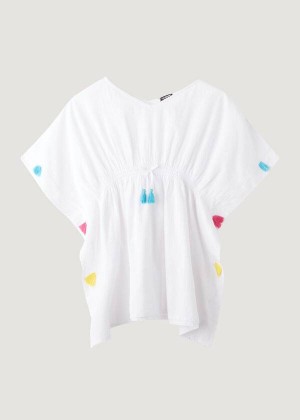 Calzedonia Kaftan with Tassels Kids' Swimsuits White | CA 1105HK