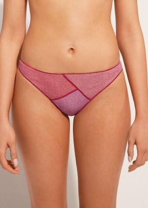 Calzedonia Lamé Lisbona Women's Bikini Bottoms Pink | CA 2702IS