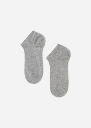 Calzedonia Light Cotton Ankle Short Kids' Socks Grey | CA 1076DN