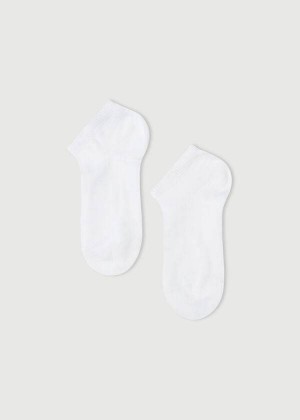 Calzedonia Light Cotton Ankle Short Kids' Socks White | CA 1003KI