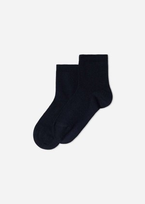 Calzedonia Light Cotton Short Kids' Socks Navy | CA 1082LH