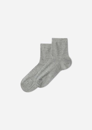 Calzedonia Light Cotton Short Kids' Socks Grey | CA 1080JJ