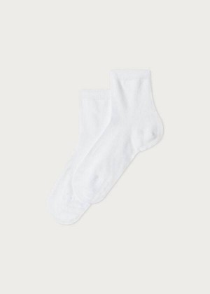 Calzedonia Light Cotton Short Kids' Socks White | CA 1078GL