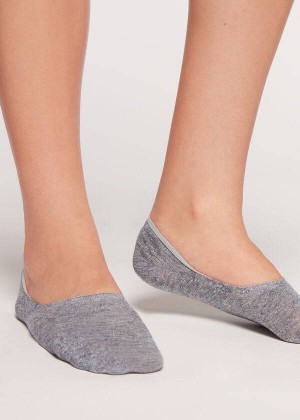 Calzedonia Linen and Viscose Invisible Women's Socks Blue | CA 1973MA