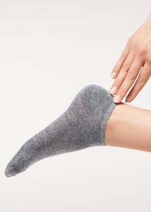 Calzedonia Linen and Viscose No-show Women's Socks Blue | CA 1897WY