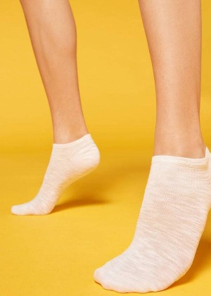 Calzedonia Linen and Viscose No-show Women's Socks White | CA 1894NB