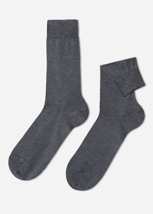 Calzedonia Lisle Thread Crew Men's Socks Grey | CA 1381YU