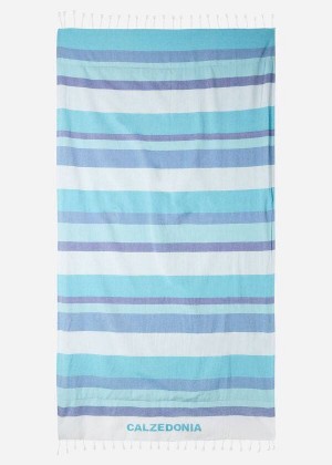 Calzedonia Logo Beach Towel Women's Accessories Blue Stripes | CA 2914OR