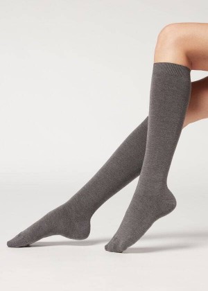 Calzedonia Long with Cashmere Women's Socks Grey | CA 1941ZG