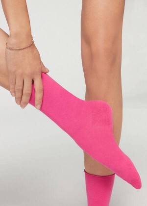 Calzedonia Non-Elastic Cotton Ankle Short Women's Socks Pink | CA 1733ZG