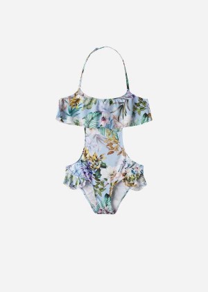 Calzedonia One Piece Atene Kids' Swimsuits Blue | CA 1148UT