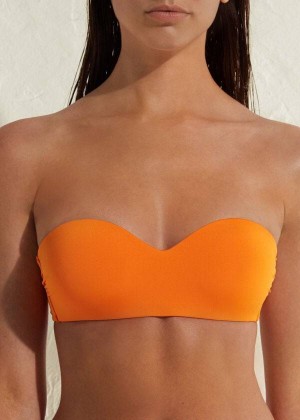 Calzedonia Padded Bandeau Indonesia Eco Women's Bikini Tops Orange | CA 2399TV