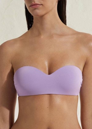 Calzedonia Padded Bandeau Indonesia Eco Women's Bikini Tops Purple | CA 2395OR