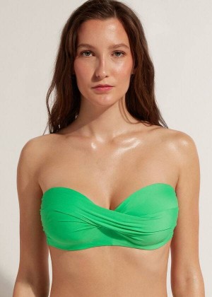 Calzedonia Padded Bandeau Indonesia Eco cobey Women's Bikini Tops Green | CA 2392SO