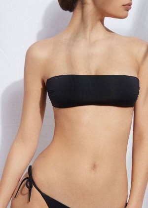 Calzedonia Padded Bandeau Indonesia Eco rosa Women's Bikini Tops Black | CA 2388HK