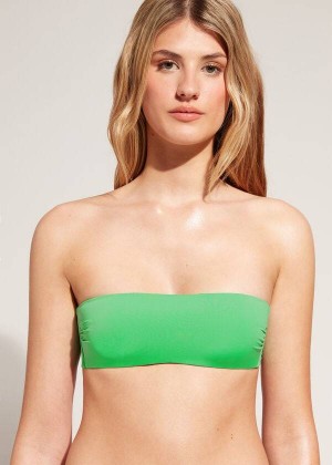 Calzedonia Padded Bandeau Indonesia Eco rosa Women's Bikini Tops Green | CA 2387JJ