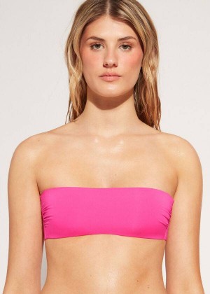 Calzedonia Padded Bandeau Indonesia Eco rosa Women's Bikini Tops Pink | CA 2386KI