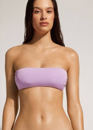 Calzedonia Padded Bandeau Indonesia Eco Strapless Women's Bikini Tops Purple | CA 2383XF