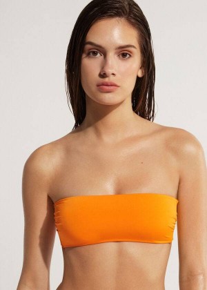 Calzedonia Padded Bandeau Indonesia Eco Strapless Women's Bikini Tops Orange | CA 2382CE