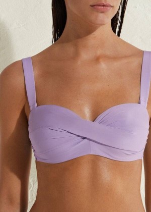 Calzedonia Padded Bandeau Indonesia Women's Bikini Tops Purple | CA 2401EX