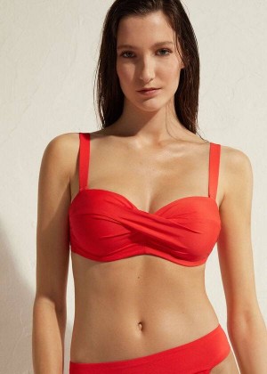 Calzedonia Padded Bandeau Indonesia Women's Bikini Tops Red | CA 2400RW