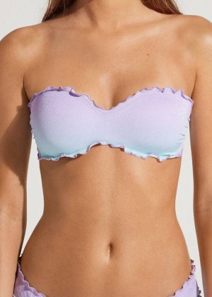 Calzedonia Padded Bandeau Madrid Women's Bikini Tops Purple | CA 2378MA